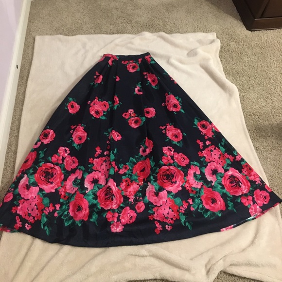 Sequin Hearts Navy Blue Floral Prom Dress - Picture 5 of 7